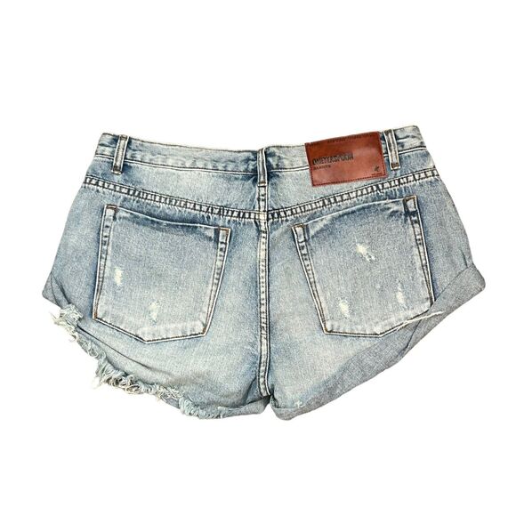 One Teaspoon Shorts Womens 30 Hendrix Bandits Button Fly Distressed Denim Jean - Picture 4 of 8
